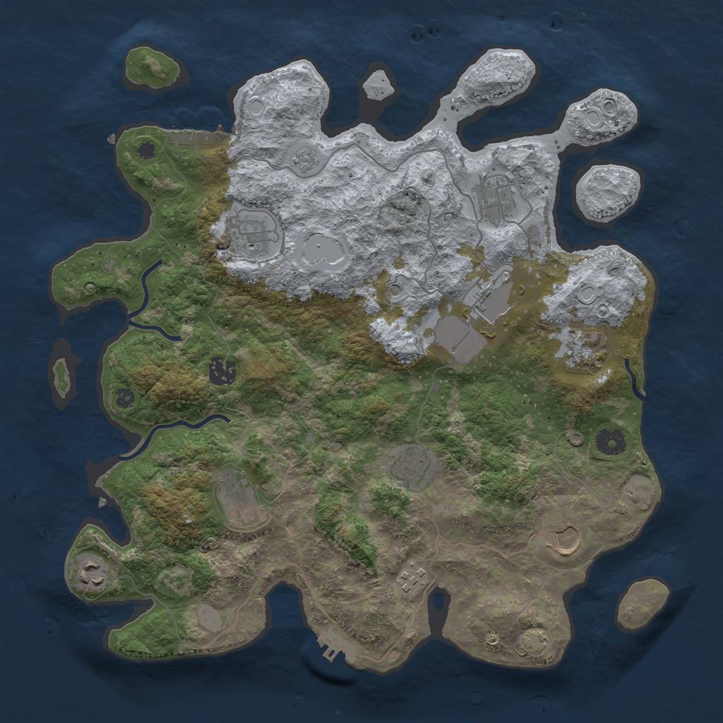 Rust Map: Procedural Map, Size: 3750, Seed: 61012142, 18 Monuments