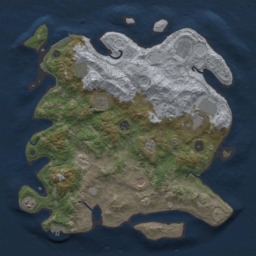 Rust Map: Procedural Map, Size: 3800, Seed: 57302506, 17 Monuments