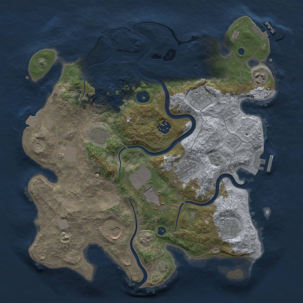 Rust Map: Procedural Map, Size: 3600, Seed: 14081485, 16 Monuments