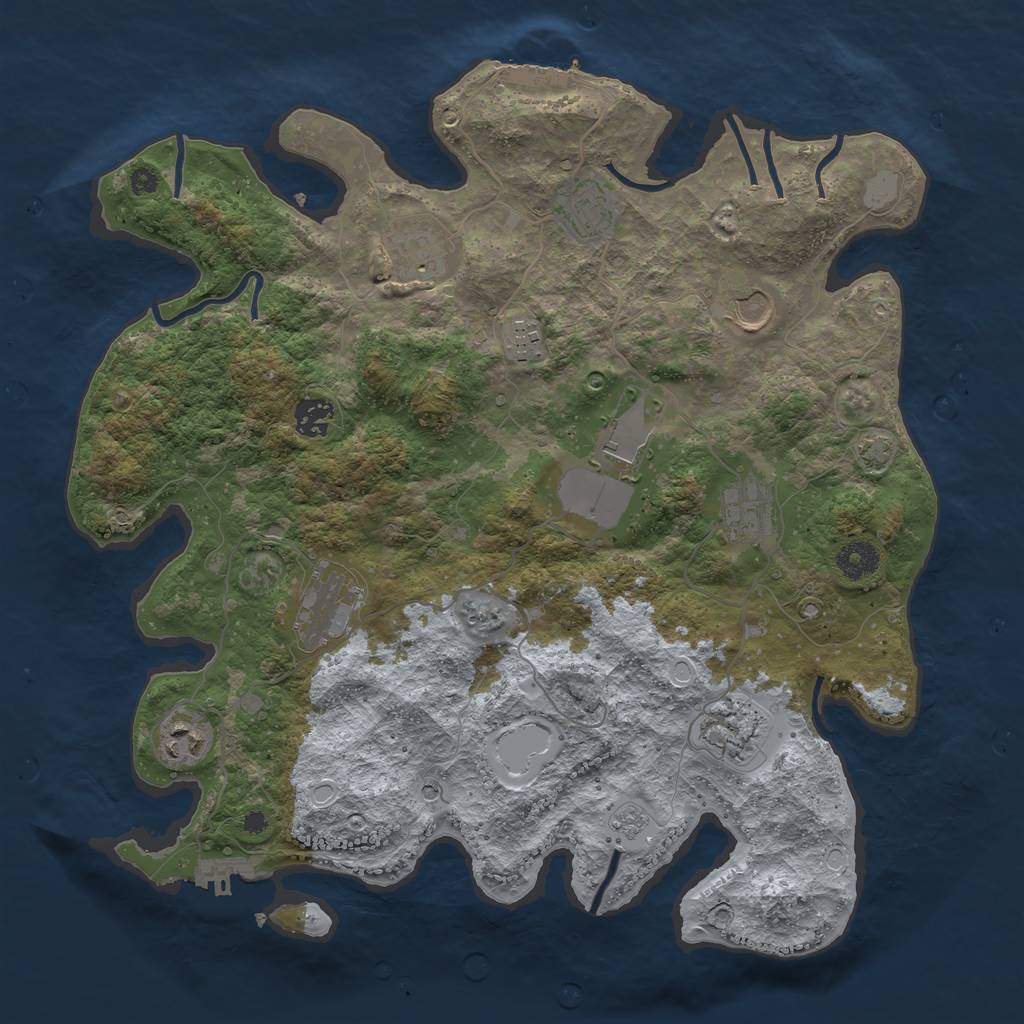 Rust Map: Procedural Map, Size: 3800, Seed: 14305425, 18 Monuments