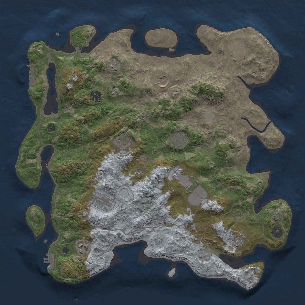 Rust Map: Procedural Map, Size: 4000, Seed: 5714587, 18 Monuments