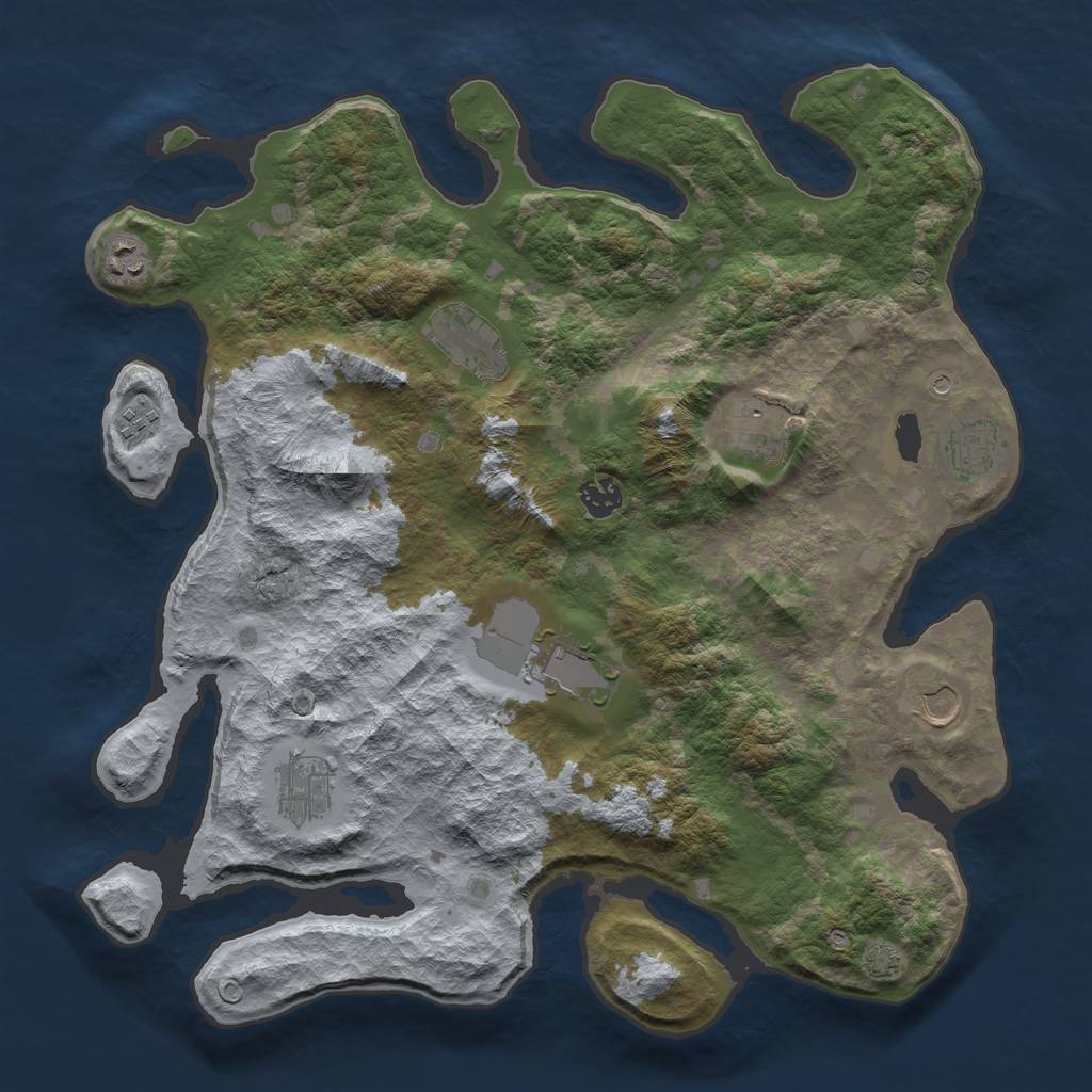 Rust Map: Barren, Size: 4000, Seed: 1542, 13 Monuments