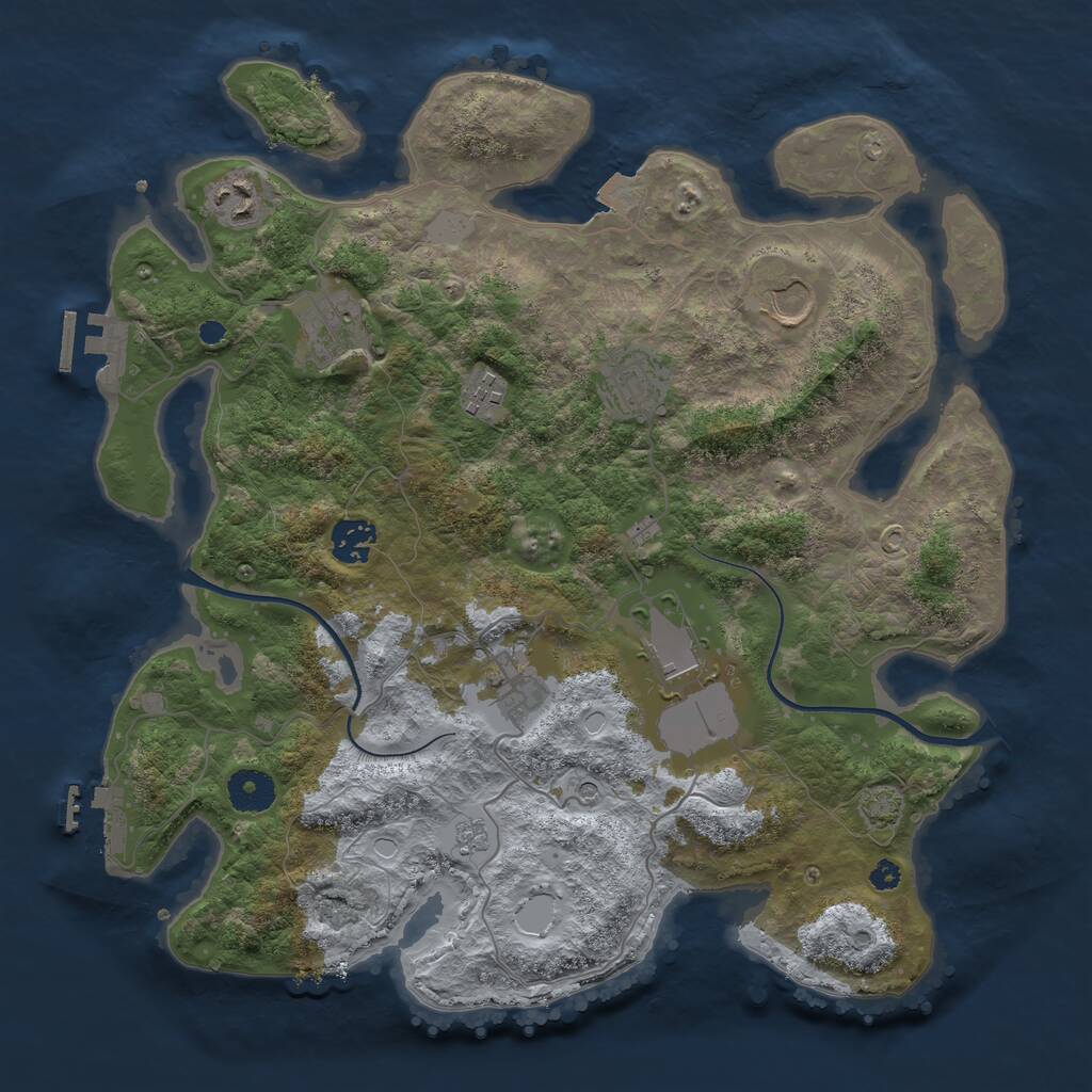 Rust Map: Procedural Map, Size: 3600, Seed: 14748805, 14 Monuments