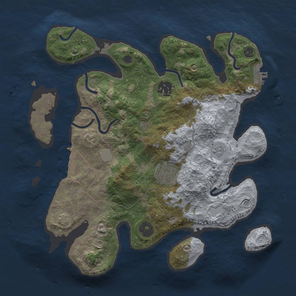 Rust Map: Procedural Map, Size: 3000, Seed: 9333, 10 Monuments