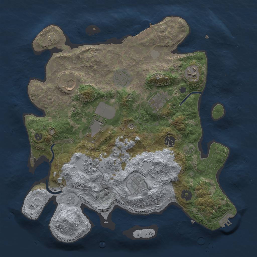 Rust Map: Procedural Map, Size: 3500, Seed: 565154790, 16 Monuments