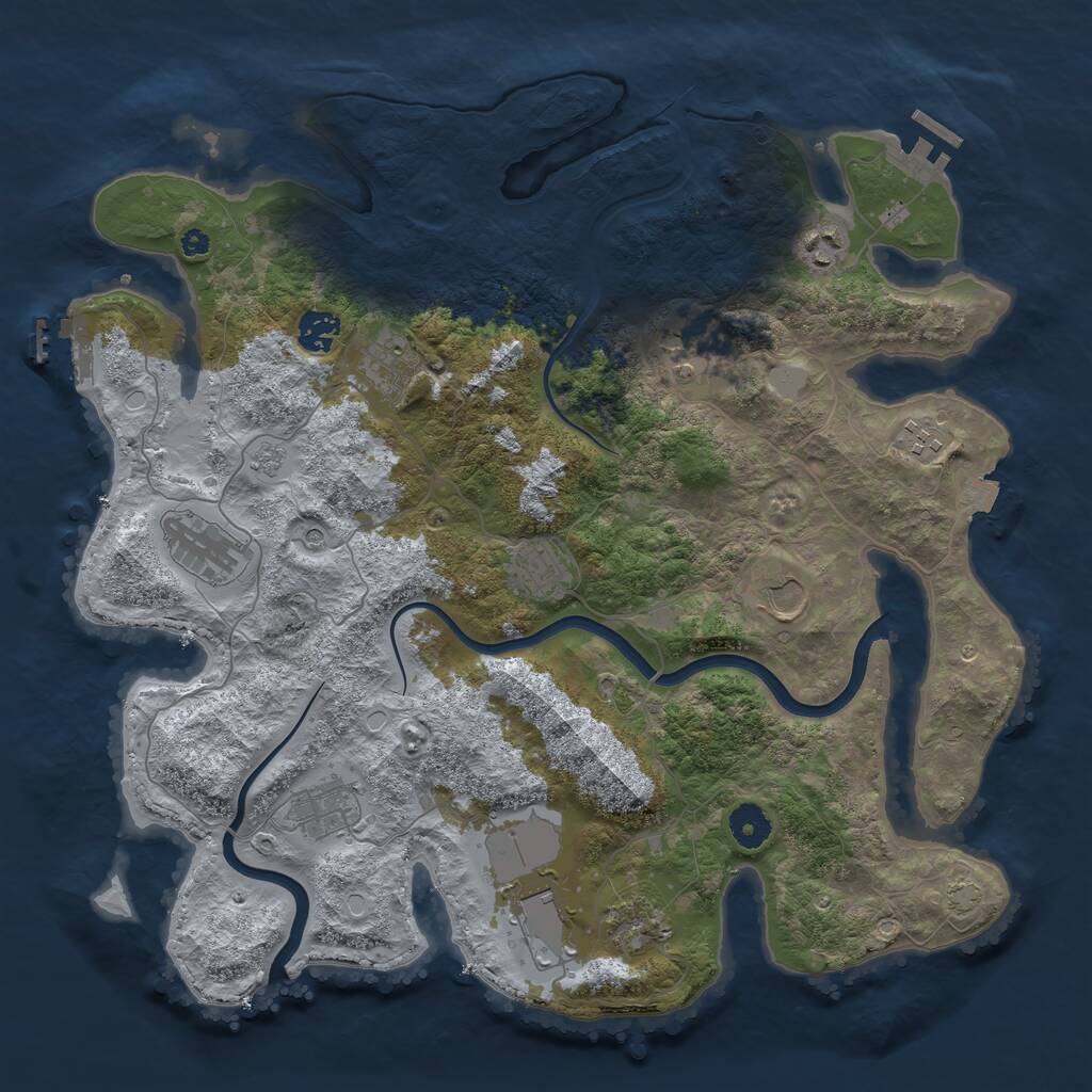 Rust Map: Procedural Map, Size: 3900, Seed: 36403937, 17 Monuments