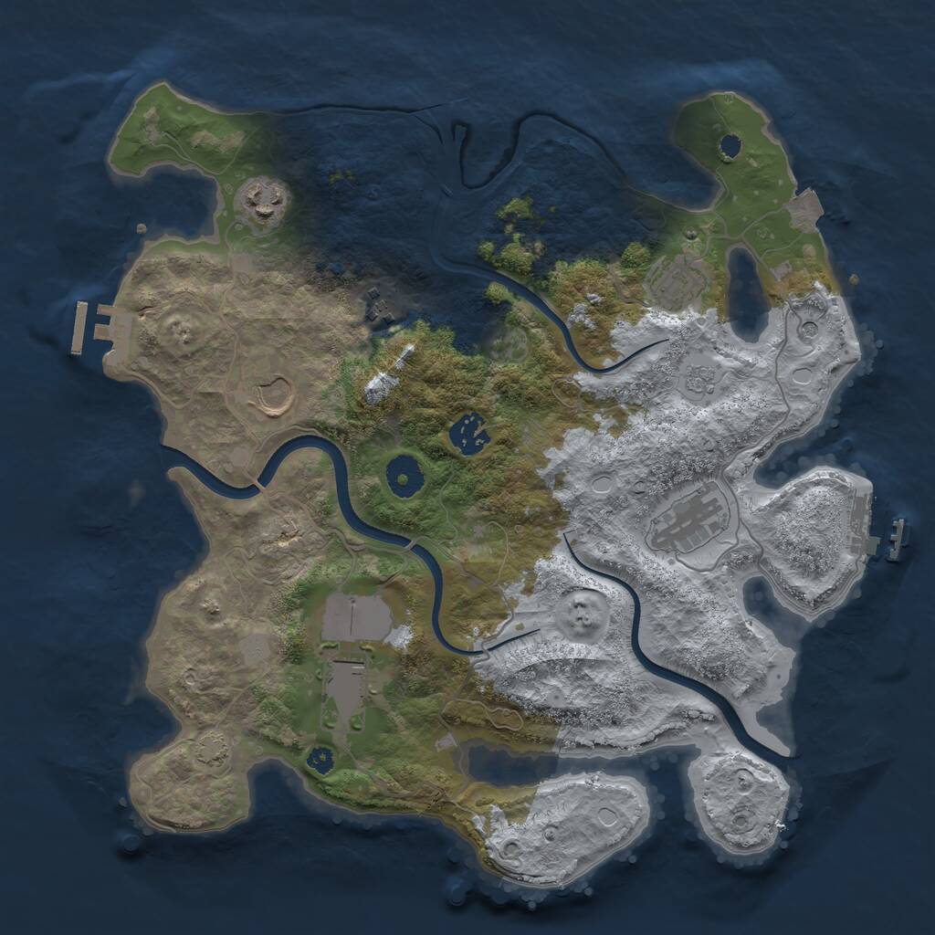 Rust Map: Procedural Map, Size: 3550, Seed: 57412181, 13 Monuments