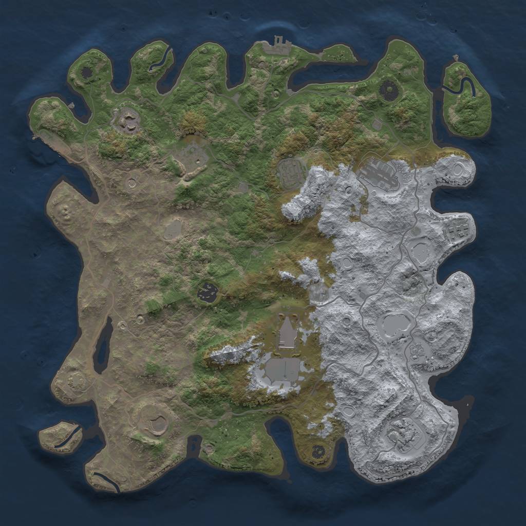 Rust Map: Procedural Map, Size: 4000, Seed: 15578790, 17 Monuments