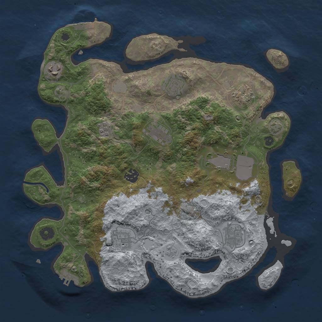 Rust Map: Procedural Map, Size: 3500, Seed: 17722, 17 Monuments