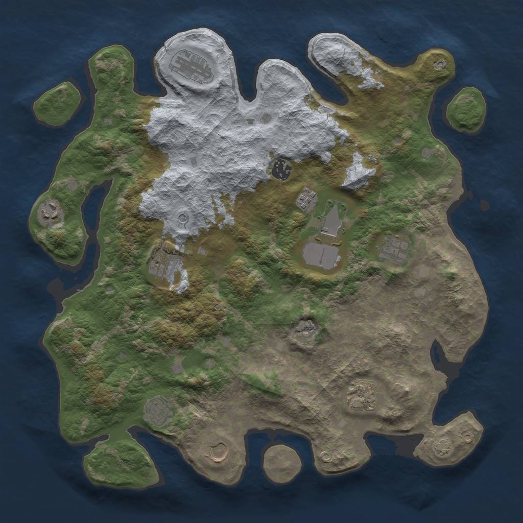 Rust Map: Barren, Size: 4000, Seed: 54030586, 14 Monuments