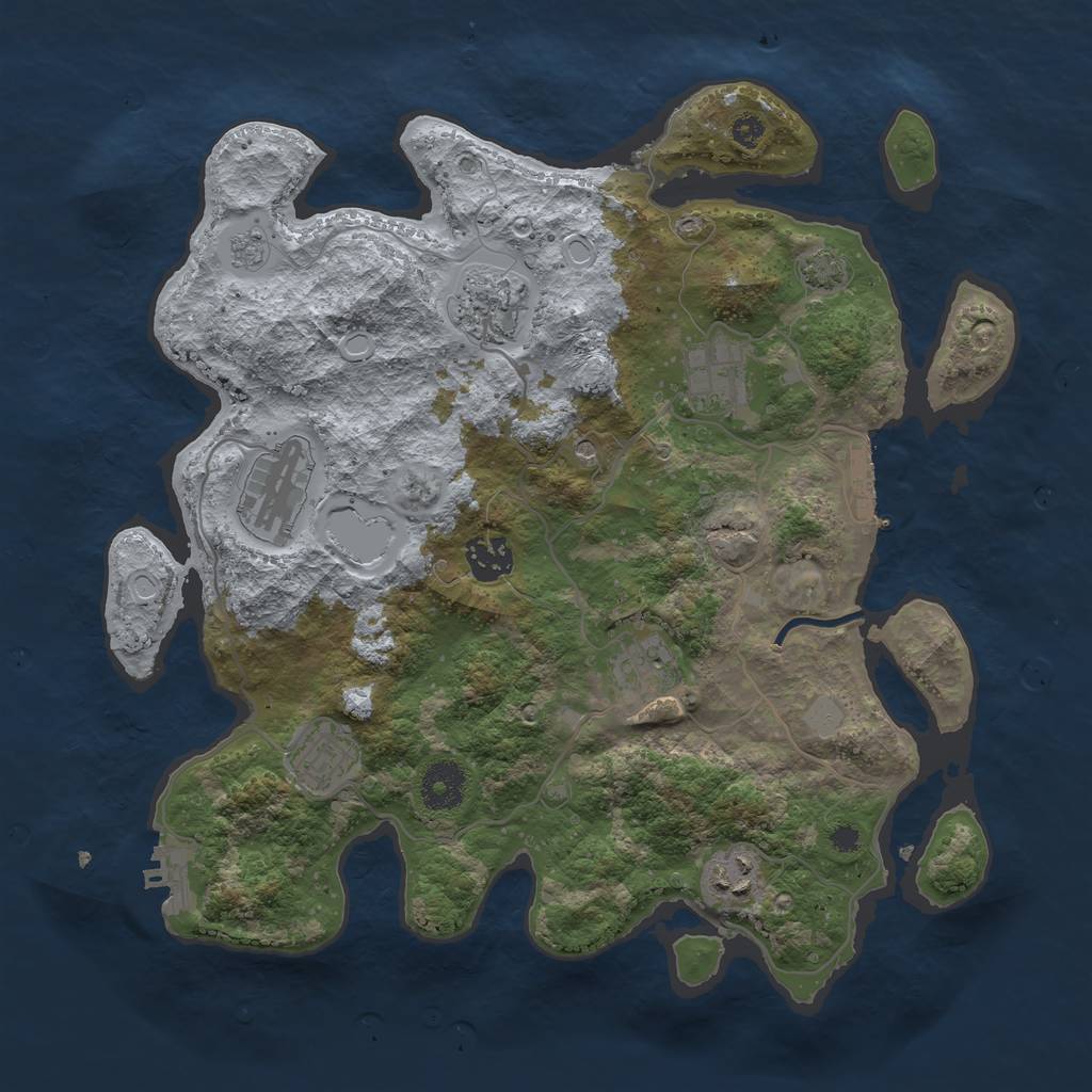 Rust Map: Procedural Map, Size: 3450, Seed: 21553826, 15 Monuments