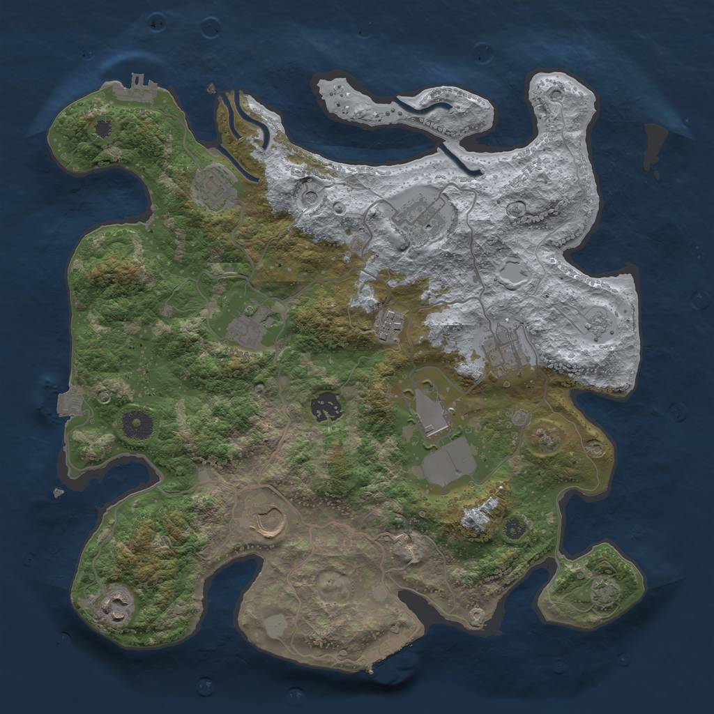 Rust Map: Procedural Map, Size: 3550, Seed: 79028167, 17 Monuments