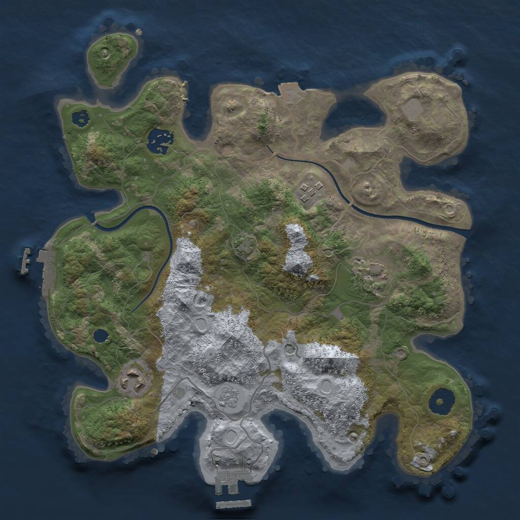 Rust Map: Procedural Map, Size: 3000, Seed: 1965773414, 10 Monuments