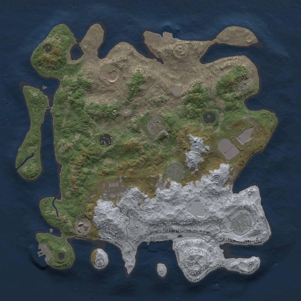 Rust Map: Procedural Map, Size: 3650, Seed: 17840720, 16 Monuments