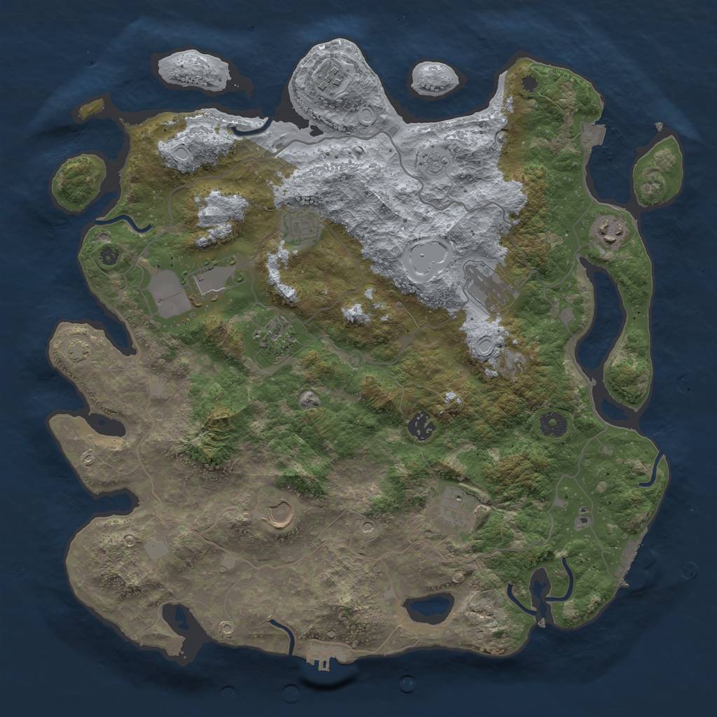 Rust Map: Procedural Map, Size: 4000, Seed: 1347135886, 17 Monuments