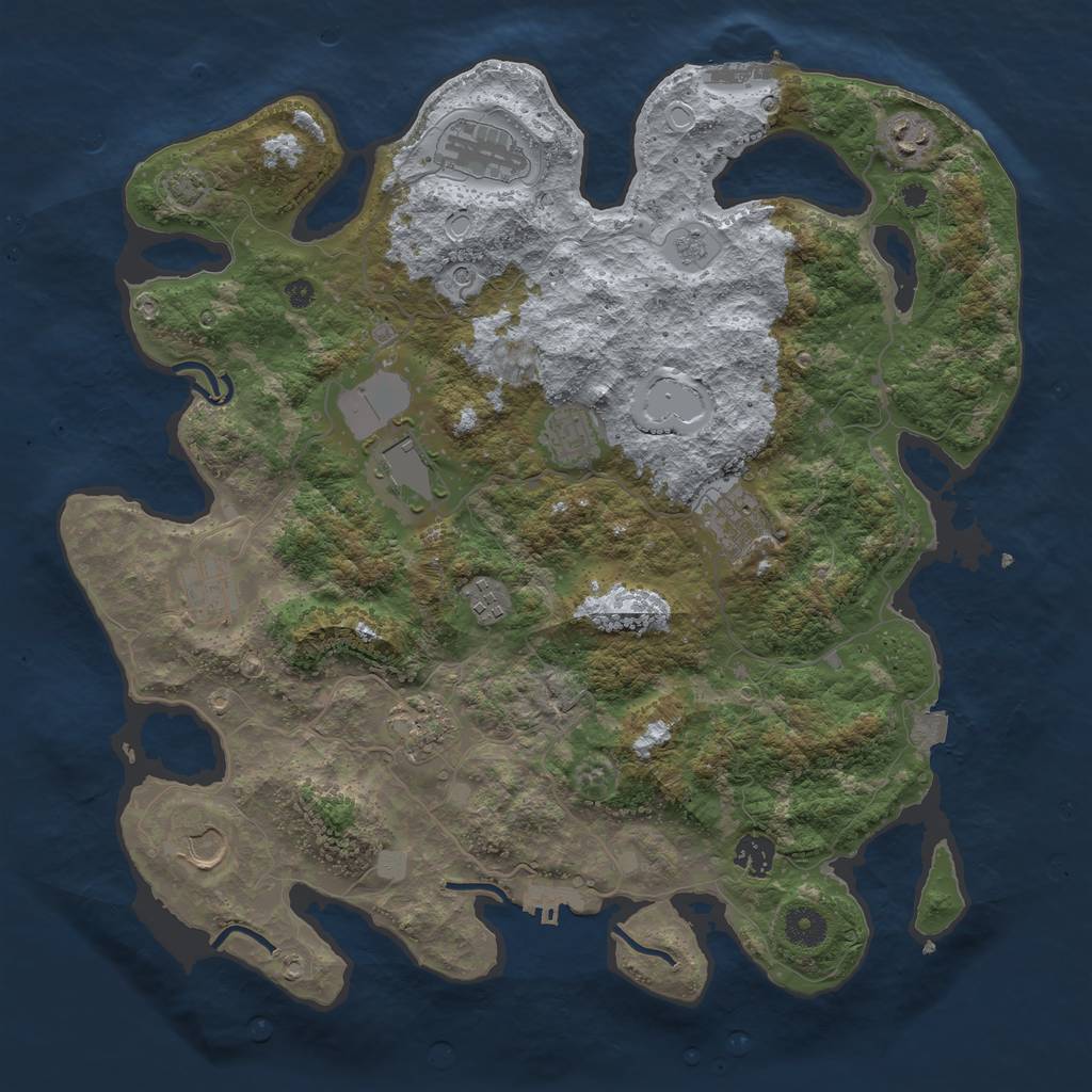 Rust Map: Procedural Map, Size: 3950, Seed: 71455588, 18 Monuments