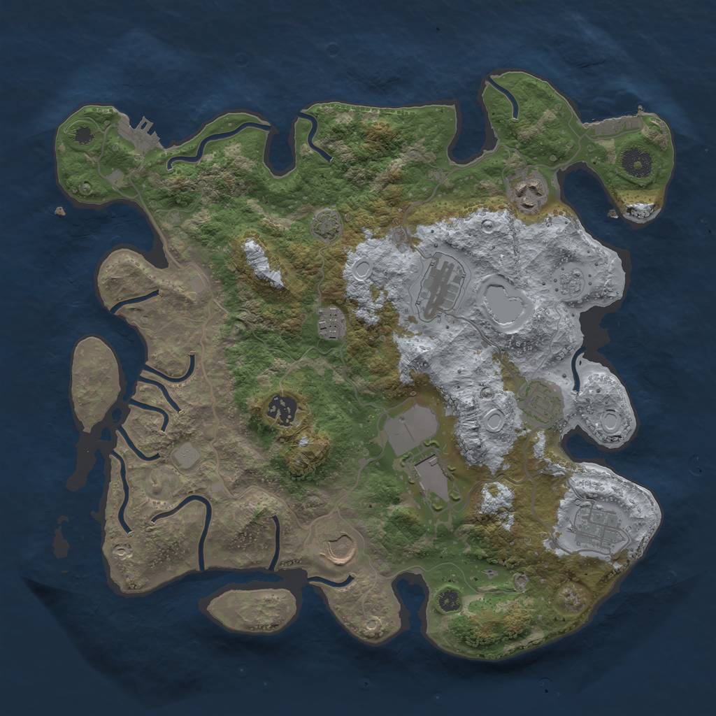 Rust Map: Procedural Map, Size: 3550, Seed: 17894952, 15 Monuments