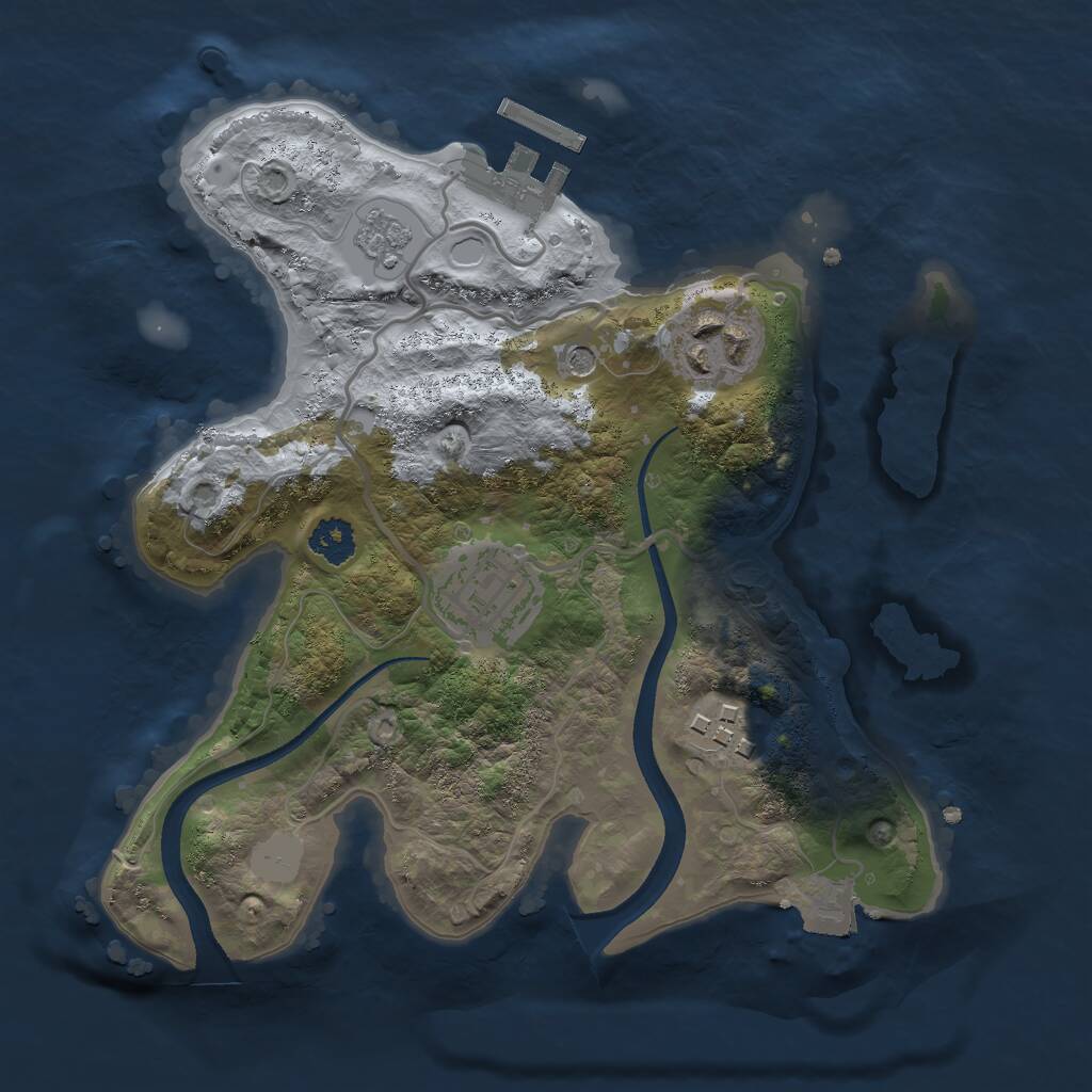 Rust Map: Procedural Map, Size: 2400, Seed: 4577, 7 Monuments