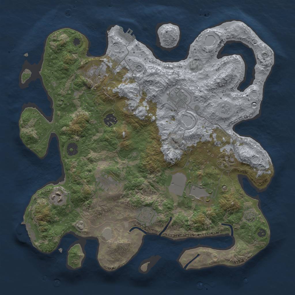Rust Map: Procedural Map, Size: 3550, Seed: 79303731, 16 Monuments