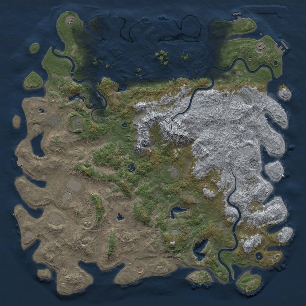 Rust Map: Procedural Map, Size: 6000, Seed: 28467542, 17 Monuments