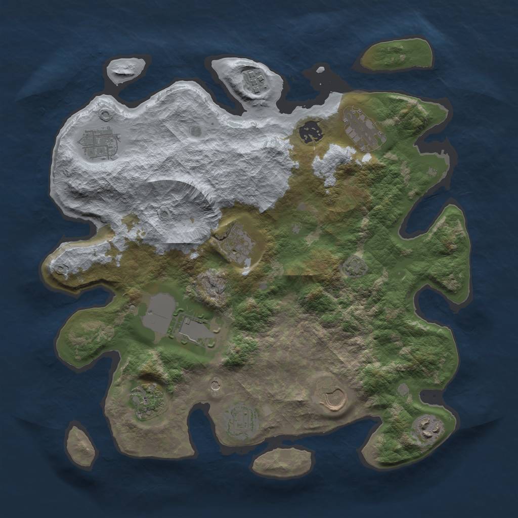 Rust Map: Barren, Size: 3500, Seed: 30635547, 14 Monuments