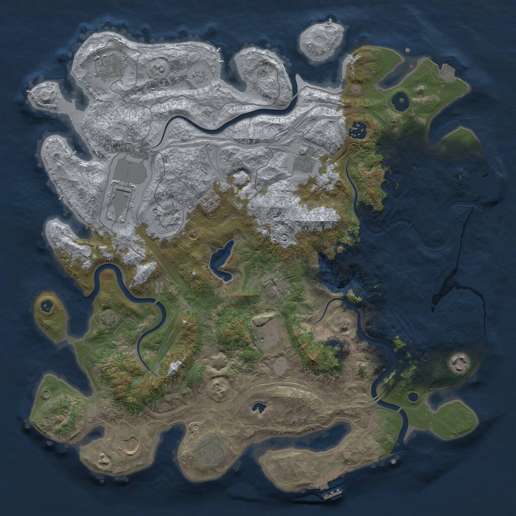 Rust Map: Procedural Map, Size: 4300, Seed: 73119306, 16 Monuments