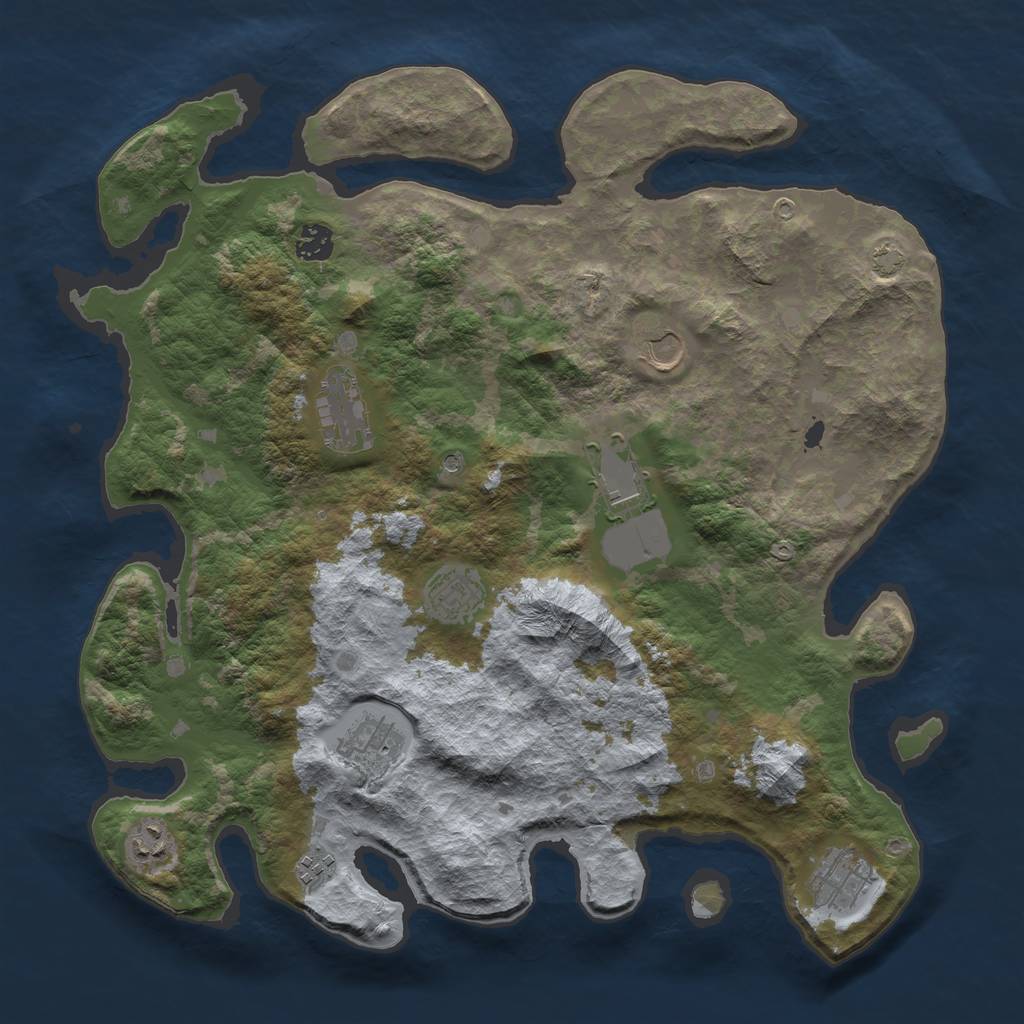 Rust Map: Barren, Size: 4000, Seed: 18659, 13 Monuments
