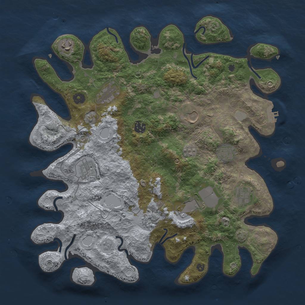 Rust Map: Procedural Map, Size: 3850, Seed: 64686497, 17 Monuments