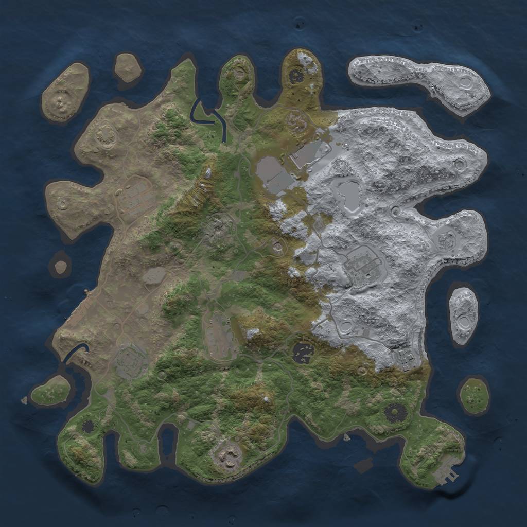 Rust Map: Procedural Map, Size: 3650, Seed: 10930966, 16 Monuments