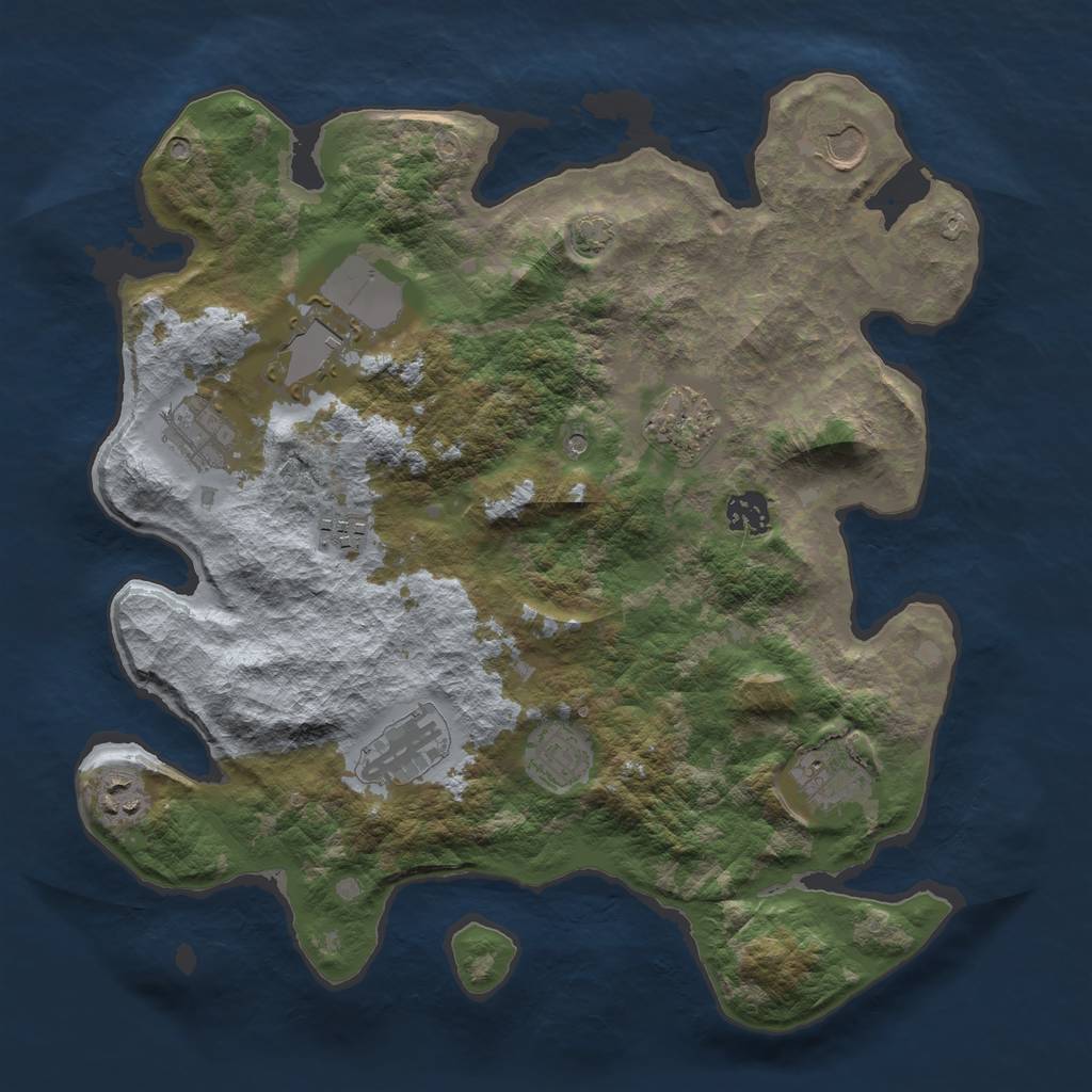 Rust Map: Barren, Size: 3650, Seed: 30463872, 14 Monuments