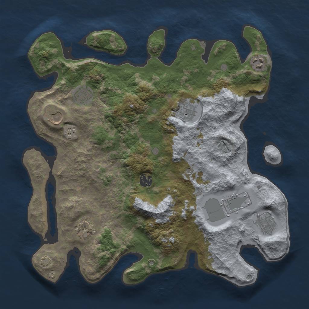 Rust Map: Barren, Size: 3600, Seed: 40643699, 13 Monuments