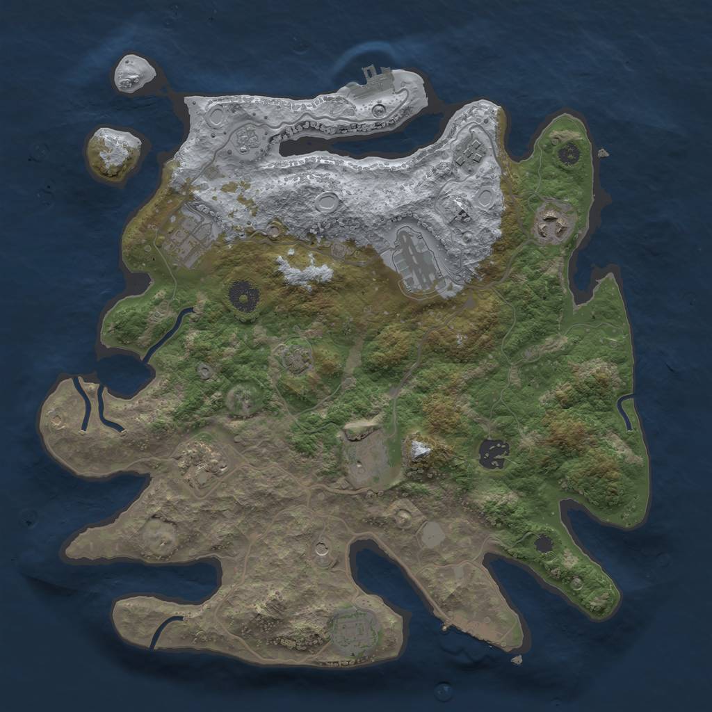 Rust Map: Procedural Map, Size: 3450, Seed: 20827175, 16 Monuments