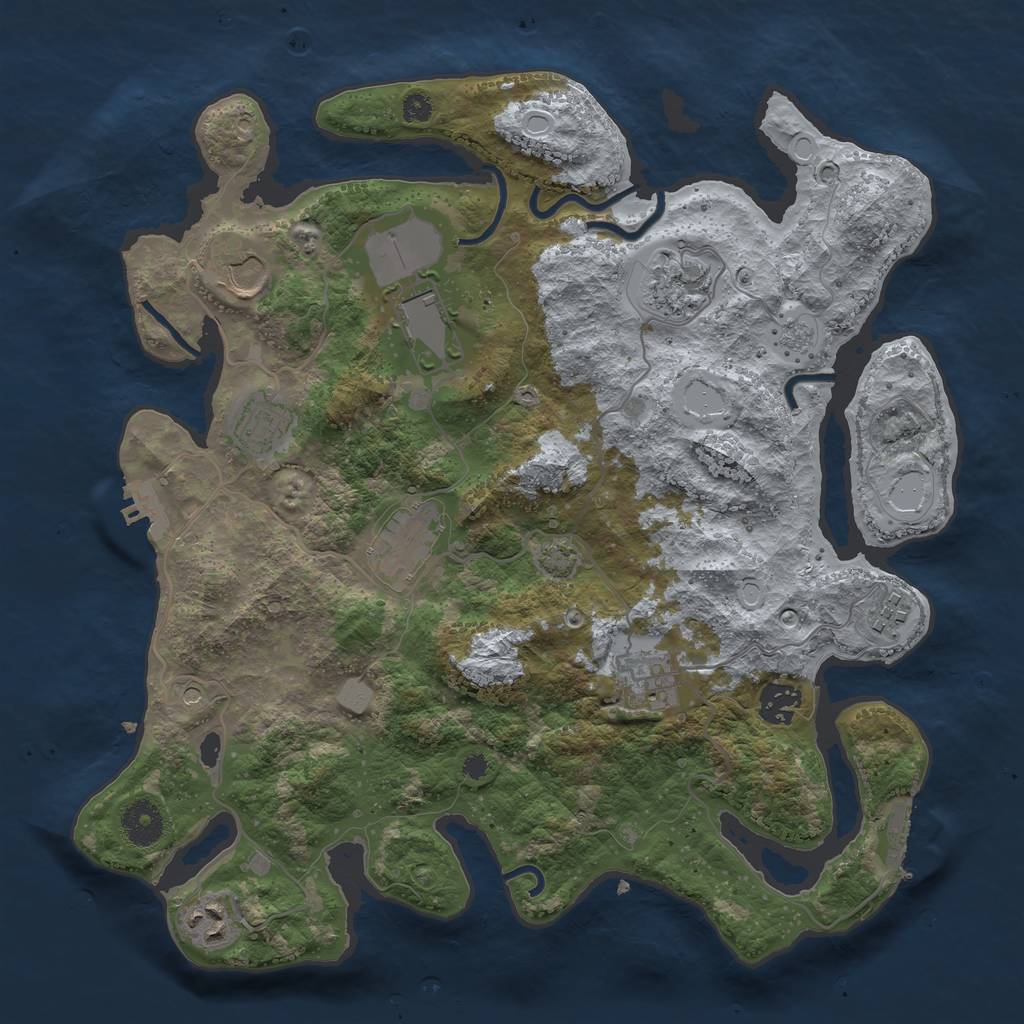 Rust Map: Procedural Map, Size: 3600, Seed: 76845599, 17 Monuments