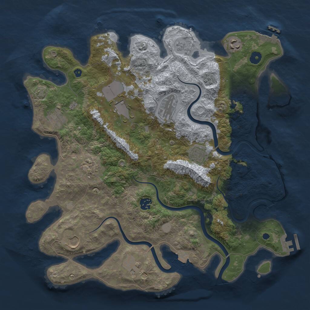 Rust Map: Procedural Map, Size: 3850, Seed: 56965596, 16 Monuments