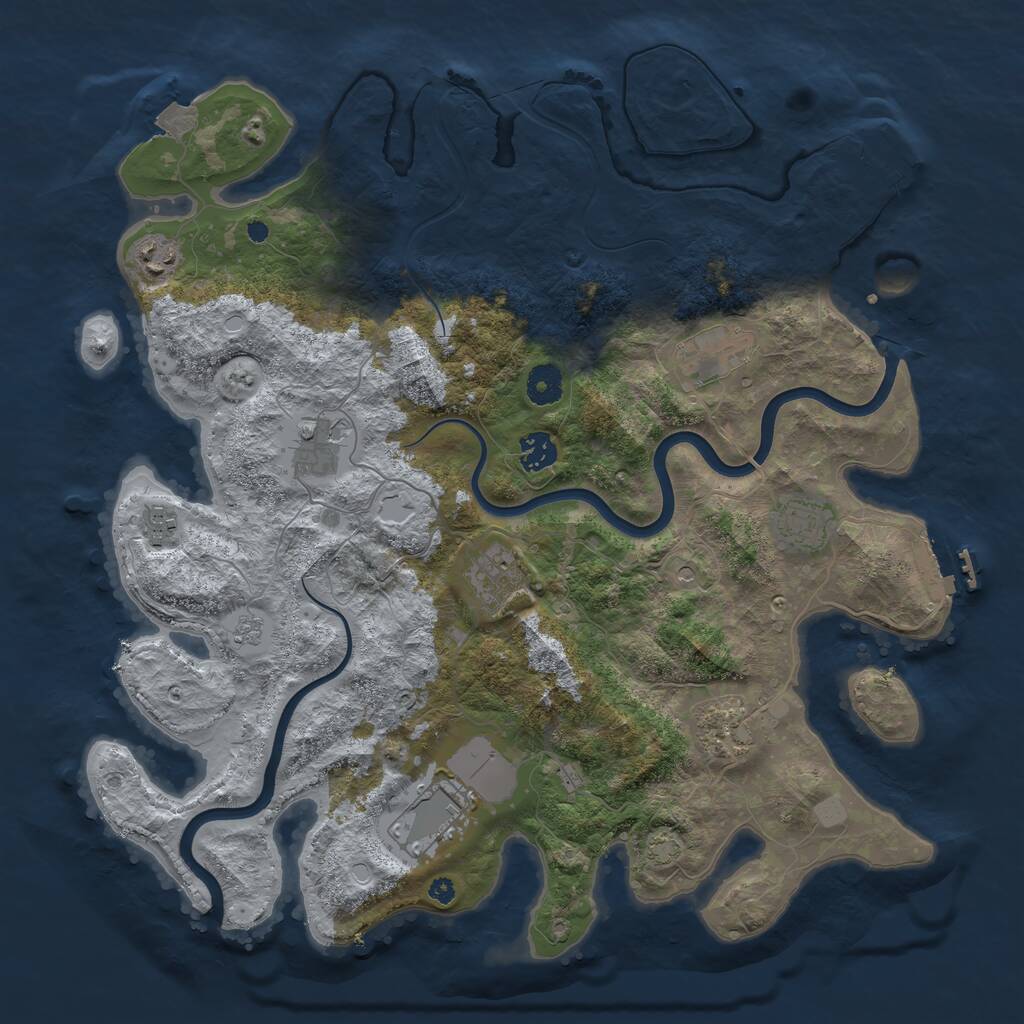 Rust Map: Procedural Map, Size: 3950, Seed: 19328468, 15 Monuments