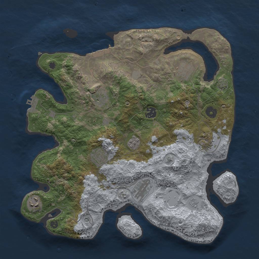 Rust Map: Procedural Map, Size: 3400, Seed: 29119371, 16 Monuments