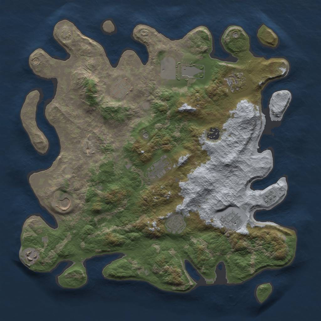 Rust Map: Barren, Size: 3850, Seed: 98024534, 14 Monuments