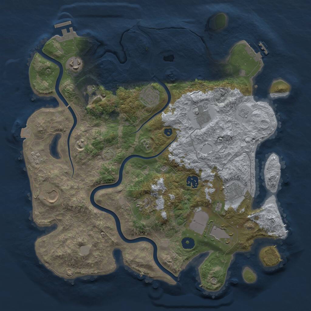 Rust Map: Procedural Map, Size: 3700, Seed: 38159312, 16 Monuments