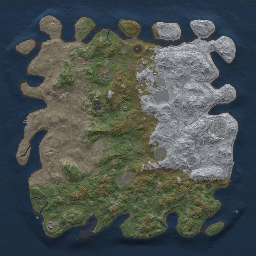 Rust Map: Procedural Map, Size: 4500, Seed: 113492037, 17 Monuments
