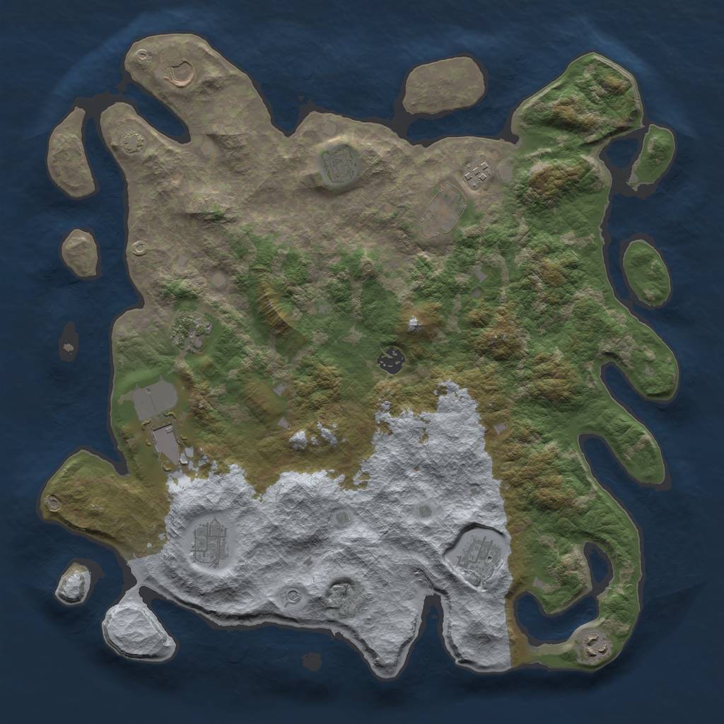 Rust Map: Barren, Size: 4250, Seed: 95248419, 14 Monuments