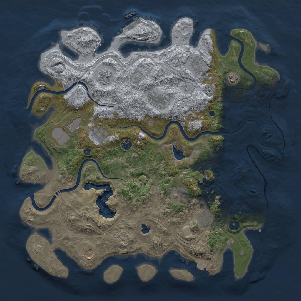 Rust Map: Procedural Map, Size: 4400, Seed: 42763009, 17 Monuments