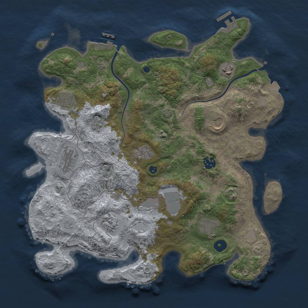 Rust Map: Procedural Map, Size: 3800, Seed: 875922167, 15 Monuments