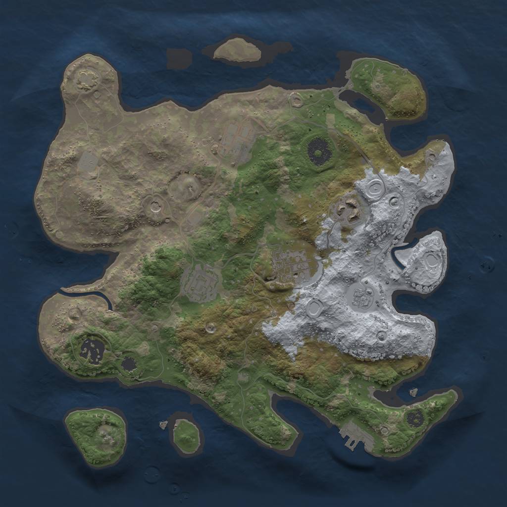Rust Map: Procedural Map, Size: 3000, Seed: 555083159, 12 Monuments