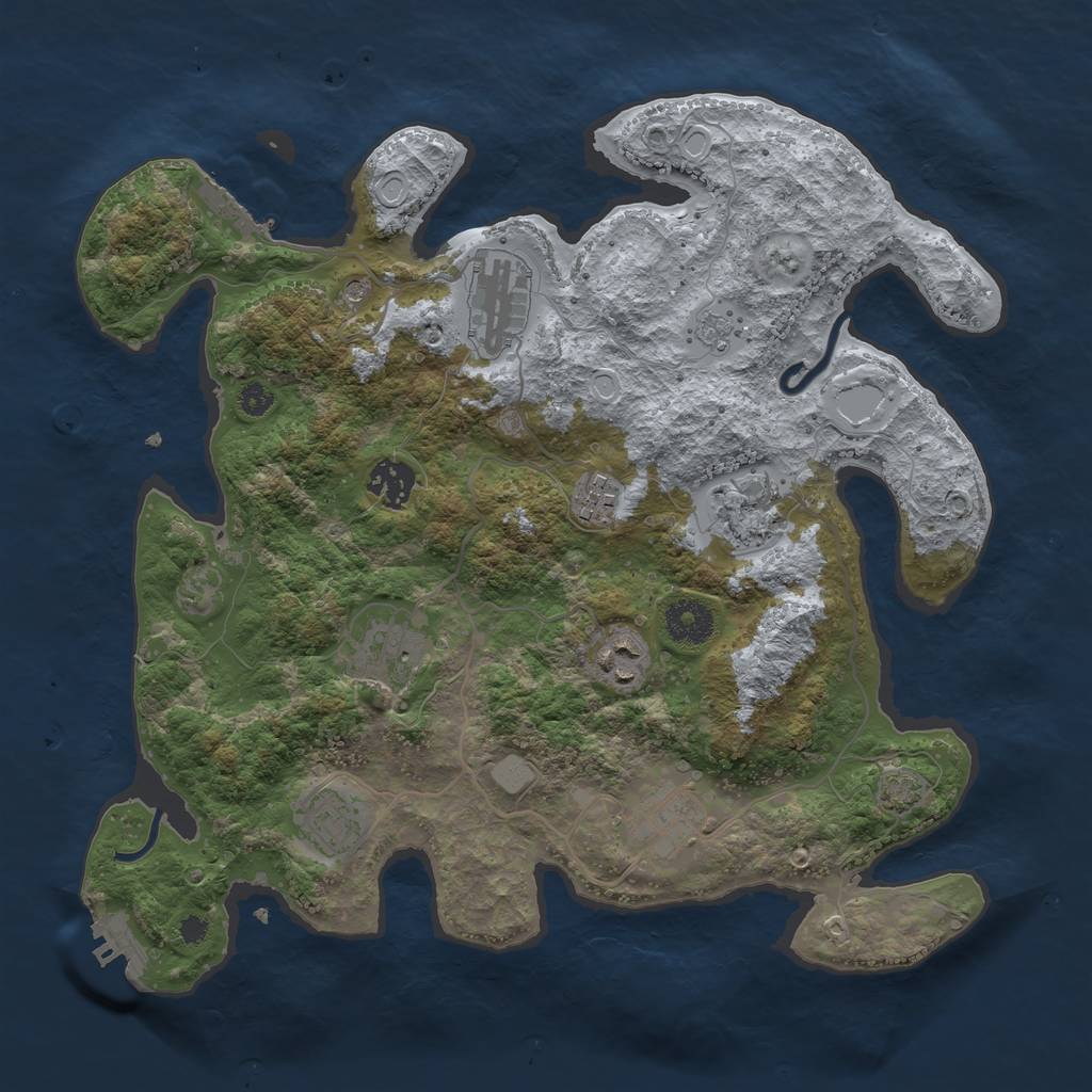 Rust Map: Procedural Map, Size: 3450, Seed: 24753997, 16 Monuments