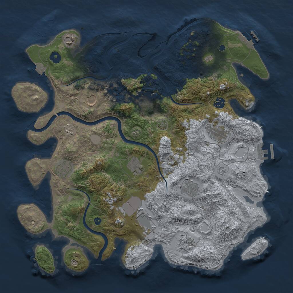 Rust Map: Procedural Map, Size: 3900, Seed: 32404722, 17 Monuments