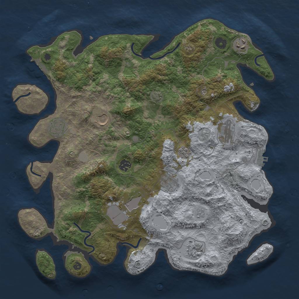 Rust Map: Procedural Map, Size: 3900, Seed: 32404722, 17 Monuments