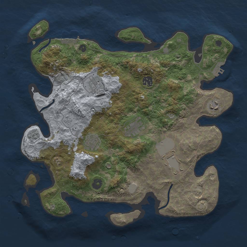 Rust Map: Procedural Map, Size: 3500, Seed: 203413453, 15 Monuments