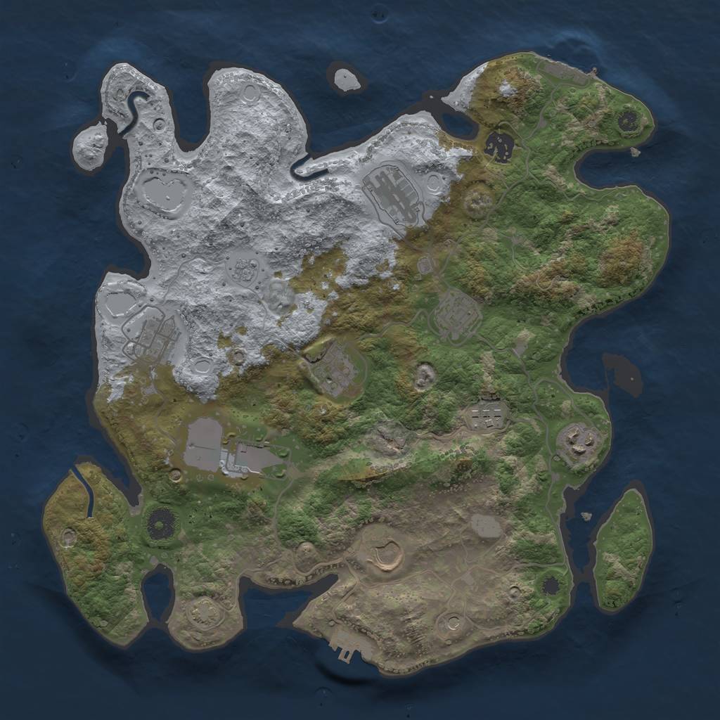 Rust Map: Procedural Map, Size: 3600, Seed: 82647440, 17 Monuments
