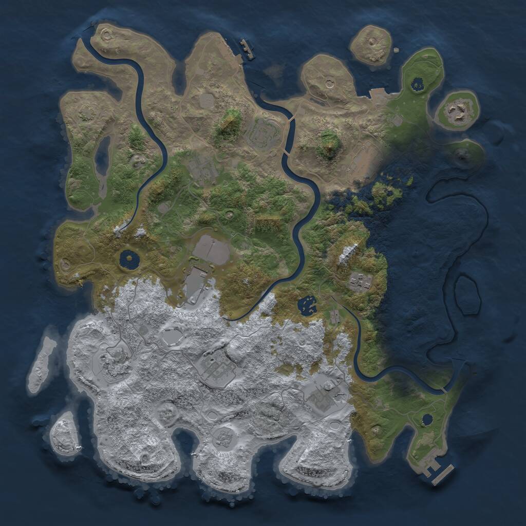 Rust Map: Procedural Map, Size: 3950, Seed: 27201459, 16 Monuments