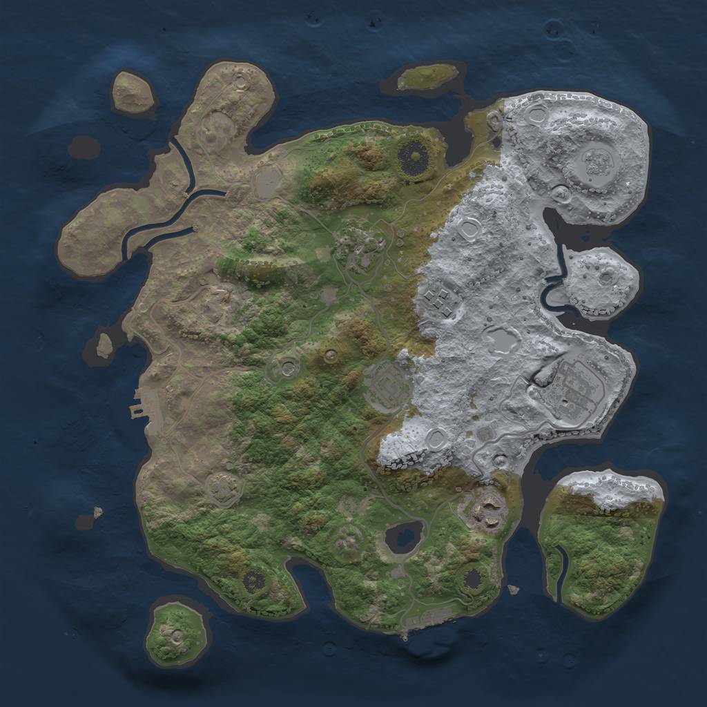Rust Map: Procedural Map, Size: 3250, Seed: 243440092, 13 Monuments